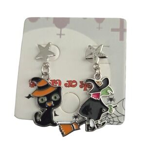 Halloween Earrings Witch and Cat Dangle Drop Earrings Star Studs‎